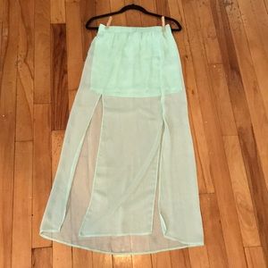 Express Maxi Skirt XS mint green / light green sheer spring summer fairy faerie